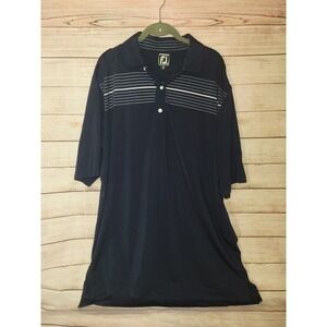 FootJoy Mens Short Sleeve Dark Blue Striped Performance Golf Polo Size‎ 2XL